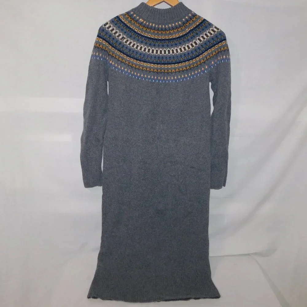 Simon's Contemporaine Gray Long Mock Neck Wool Blend Sweater Dress Womens XS - Picture 8 of 10